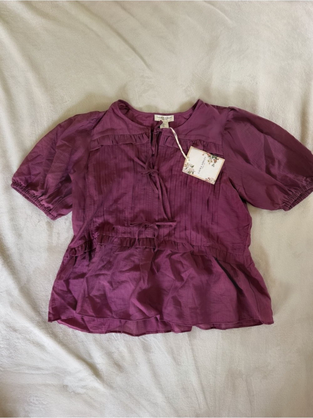 Laura Ashley Ruffle Tie Front Blouse - NWT